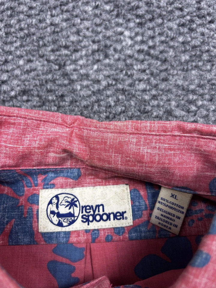 Reyn Spooner Shirt Mens XL Red Blue Hawaiian Floral Button Down Aloha Casual - Image 2 of 4