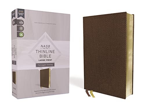 NASB, Thinline Bible, Large Print, Passaggio Setting, Leathersoft, Brown, Red Letter, 1995 Text, Comfort Print, Hardback, - Image 5
