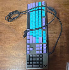 Mechanical Wired USB Keyboard QWERTY English Black Base Blue/Purple Keycaps