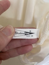 Vintage Shadowline Ivory Full Slip Peignoir Lace Trim Coquette Boudoir Sz 34