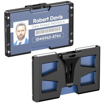 Horizontal Badge Holder - Durable Polycarbonate ID/Credit Holder with Metal C...