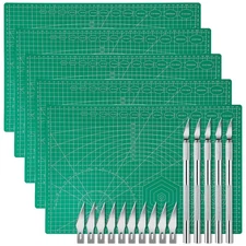 5 Pack Self Healing Cutting Mats and Exacto Knife Set, Sewing Mats with Preci...