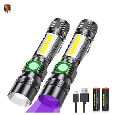 UV LED Taschenlampe 2 Stück 395nm Magnetisch Wiederaufladbar
