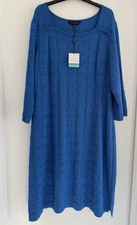 Ming Wang NWT $305 Textured Square Neck Tonal Sheath Dress Bright Blue 1X