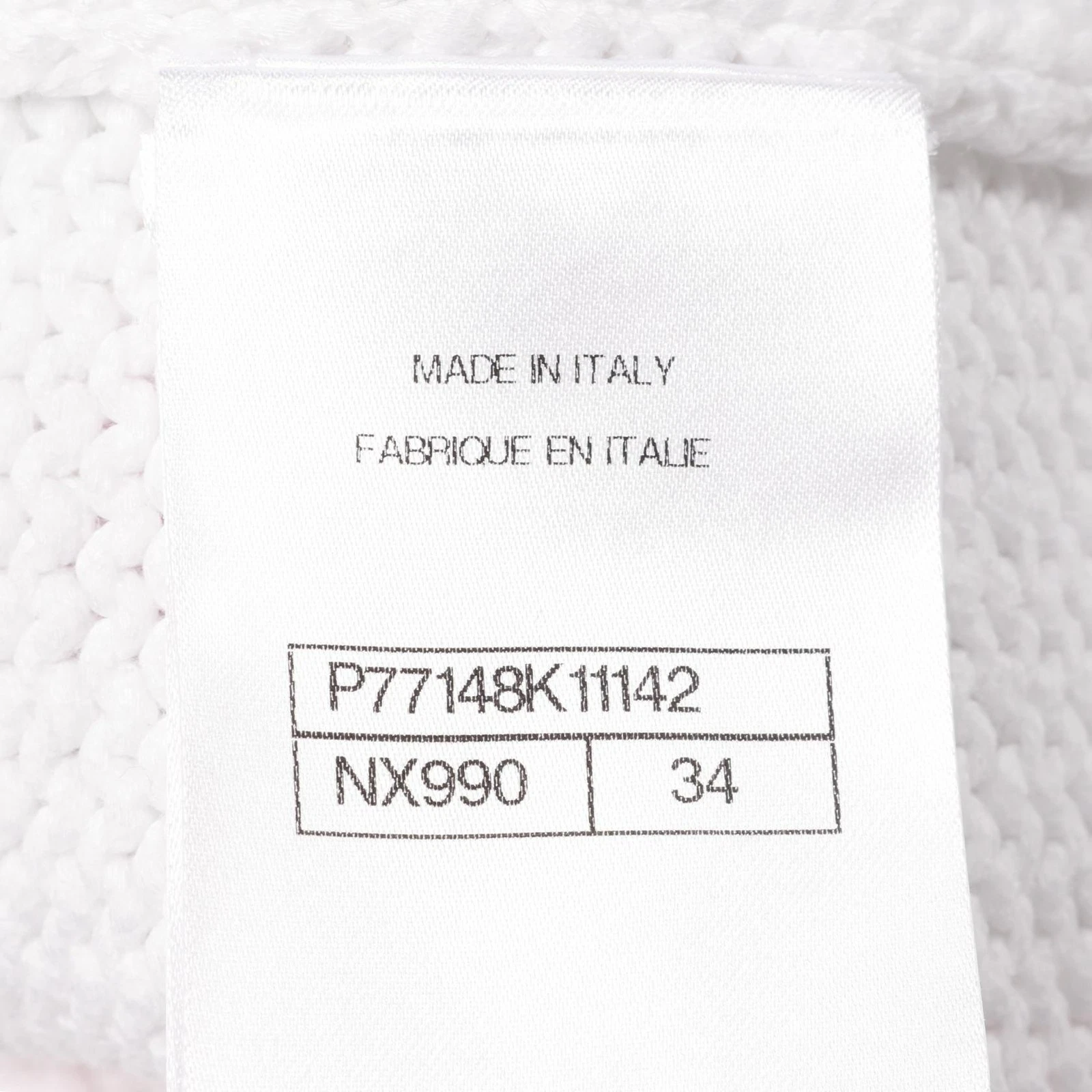 Cardigan giacca maglia bottoni CHANEL COCO Mark P77148 cotone nylon bianco usa
