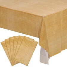 Preboun 6 Pcs Burlap Print Tablecloth 54x108 Inch Rectangular Waterproof