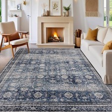 Area Rugs 5x7 Washable Floral Rug for Living Room Vintage Distressed Accent C...