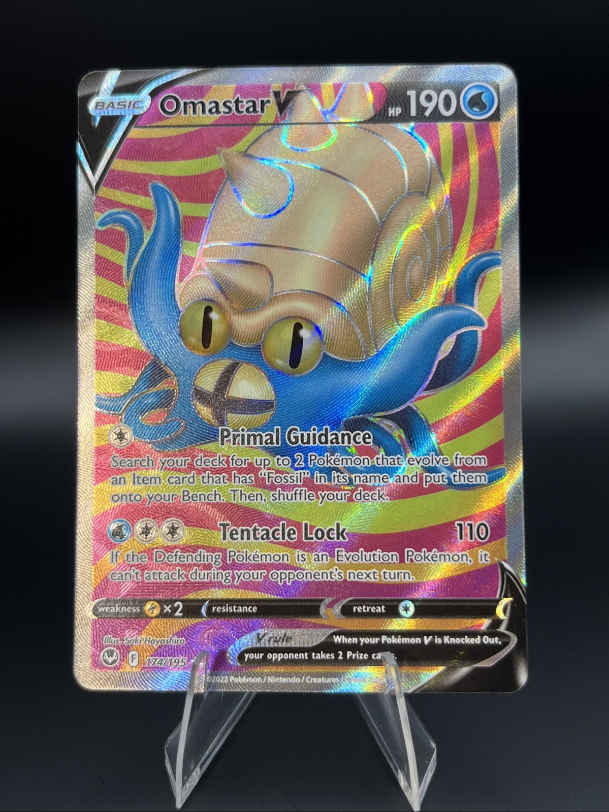 Omastar V (Full Art) 174/195 Swsh12: Sword & Shield - Silver Tempest Pokemon TCG