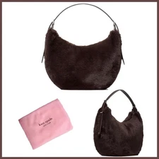 KATE SPADE NOVA FAUX FUR LG CRESCENT SHOULDER BAG HOT FUDGE W/DUSTBAG NWT $459