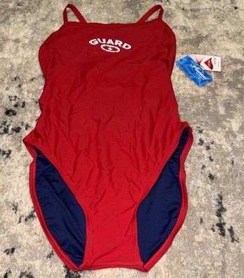 Adoretex Swimwear Guard One Piece Red Swimsuit Lined Size 40 Womens New