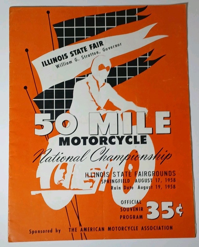 VTG 1958 Motorcycle Racing American Motorcycle Association Illinois State Fair
