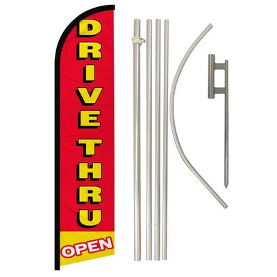 Drive-Thru Open Full Curve Windless Swooper Flag Pole Kit Open