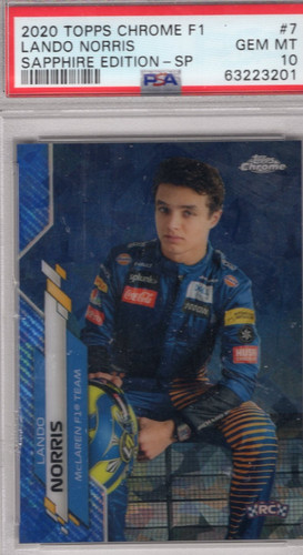2020 Topps Chrome F1 Sapphire LANDO NORRIS 7 RC PSA 10 Image Variation SP Rookie