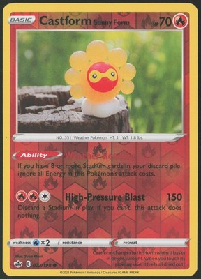 Castform Sunny Form Reverse Holo 022/198 SWSH06: Chilling Reign NM