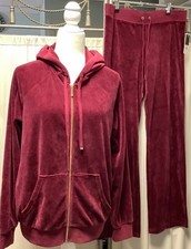 Juicy Couture Velour Oversized Hoodie Low Rise Straight Leg Pants 33 x 32 MP