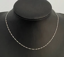 14K White Gold Singapore Link Chain Necklace 40cm Long