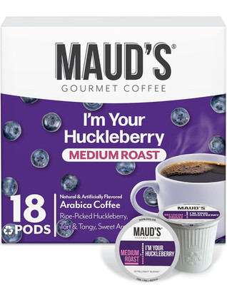 Huckleberry Flavored Coffee Pods, 18 Ct, Medium Roast Flavored Coffee in Recycla