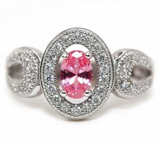 2CT Treated Pink Sapphire  Topaz 925 Solid Sterling Silver Ring Jewelry Sz 6