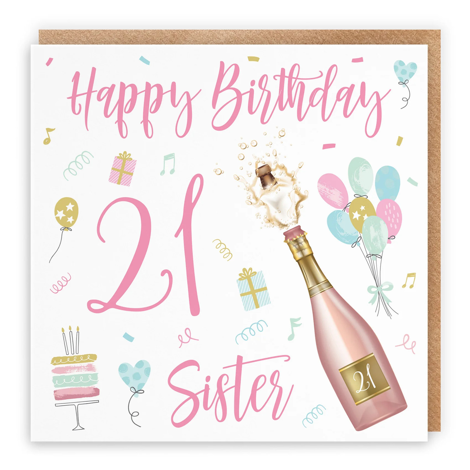 21st Sister Birthday Card Champagne