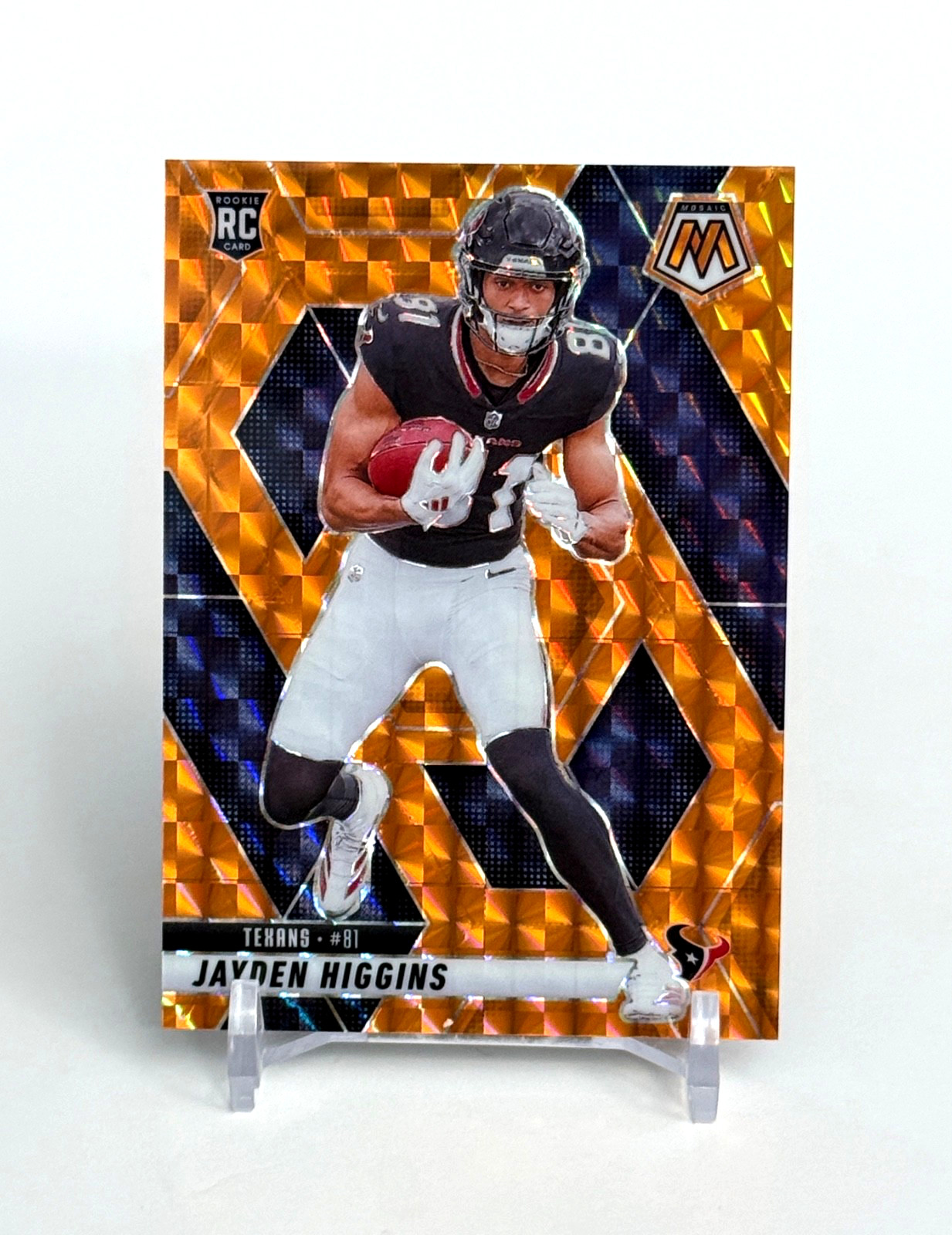Jayden Higgins Rookie /199 Orange 2025 Panini Mosaic #346 Houston Texans SP RC