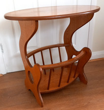 Mid Century Teak Table Magazine Rack Side Table Plant Hallway Table 70's Vintage