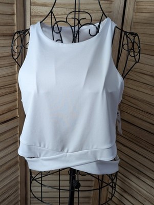 EXPRESS body contour compression Sleeveless Strappy Tank top Sz L White NWT $58