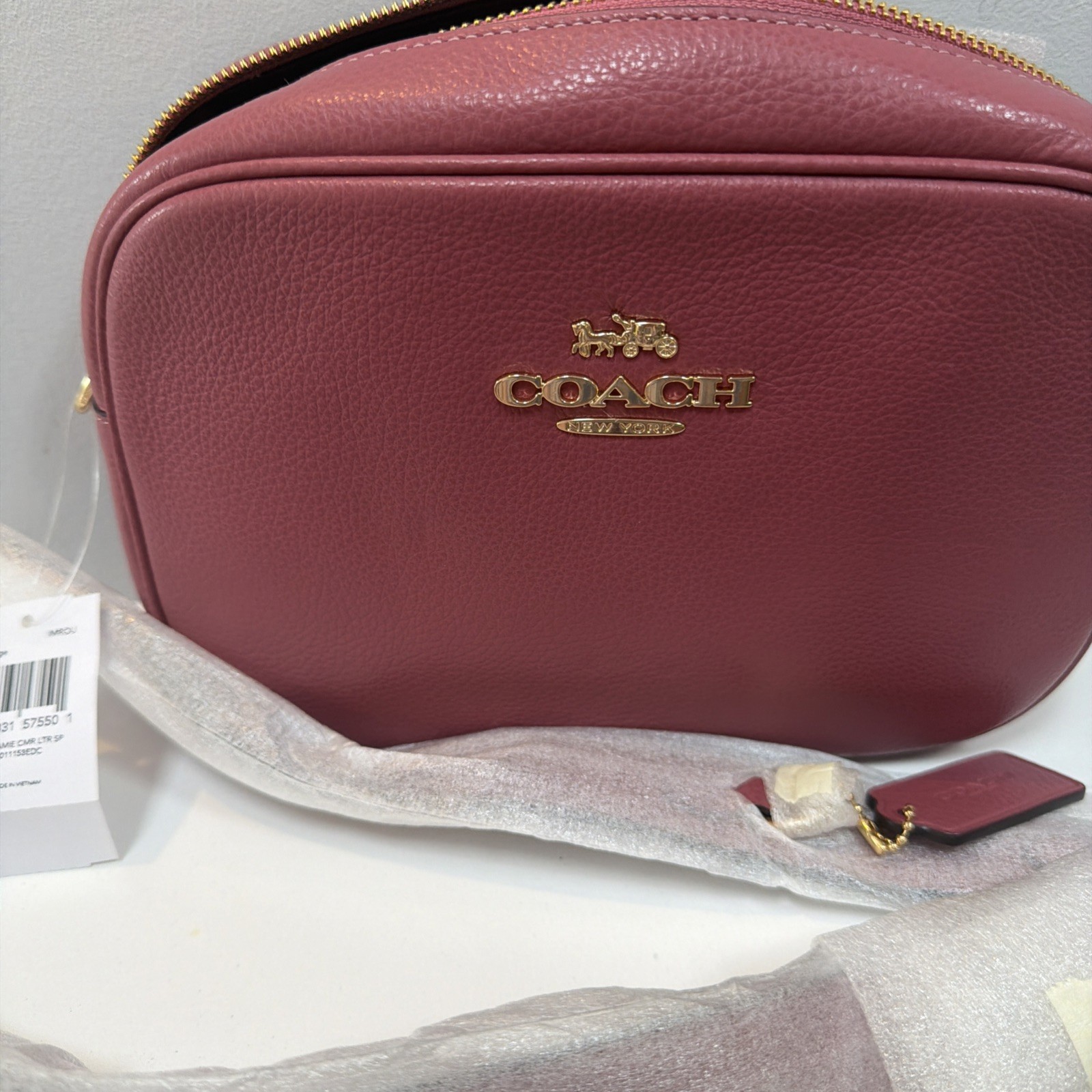 COACH Jamie Camera Bag Pebbled Leather Crossbody  Bag Rouge Pink BNWT £395