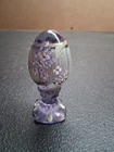 VTG Fenton Art Glass Egg Purple Flowers LTDE 1572/3000 PNT BY J Powell #16
