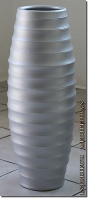 BODENVASE VASE Tischvase Dekovase Keramik 50cm groß günstig modern silber NEU