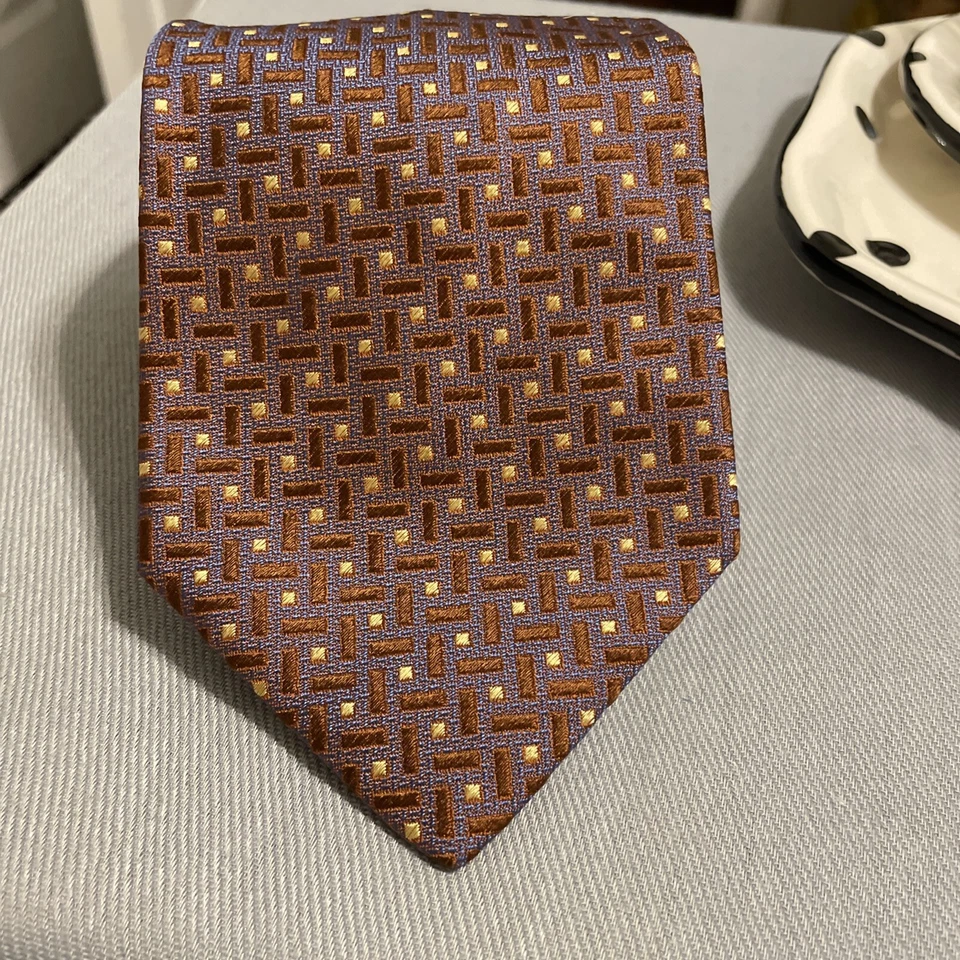 Corbata Club Room para hombre 100 % seda púrpura/azul corbata para hombre hecha en Italia WPL 8046 Foto 2 de 4