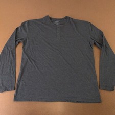 True Classic Men's Size XXL Charcoal Gray Heather Long Sleeve Henley Tee