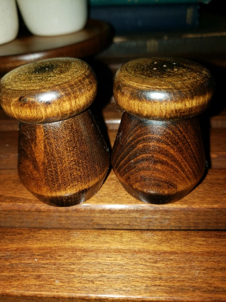 Vintage Wood & porcelain Condiment set on Lazy Susan - Image 3 of 4