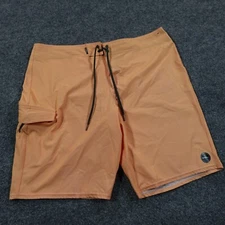 Oneill Board Shorts Men 38x10 Orange Solid Cargo Swim Surf Stretch 13845