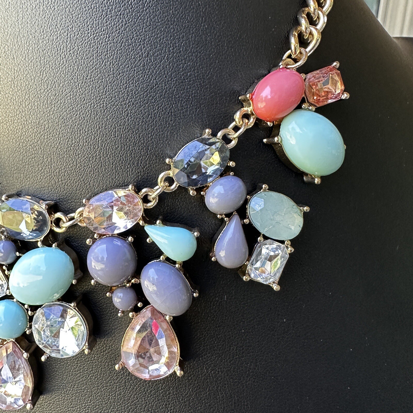 Bib Statement Necklace Multicolor Rhinestone Cabo… - image 5