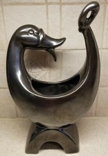 VINTAGE MID CENTURY ART POTTERY DUCK PLANTER METALLIC COLOR AND FINISH 11 1/2"