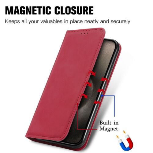 Skin Red Wallet Phone Case For iPhone Huawei Samsung TCL ZTE Sony Moto 1+ Honor - Picture 4 of 8