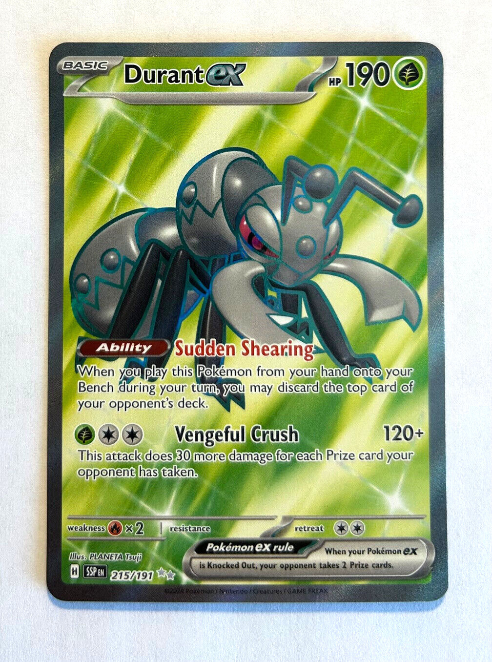 Pokemon Surging Sparks - DURANT EX - ULTRA RARE - 215/191 - NM