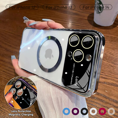 Fr iPhone 16 15 14 Pro Max 13 MagSafe Clear Bumper Case Glass Lens Protect Cover