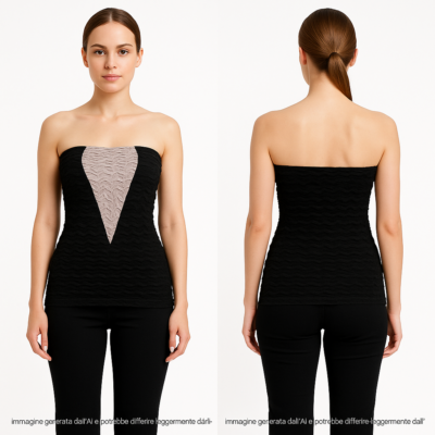 Louise Fd Maglia Top Da Donna Stretch Aderente Nero Elasticizzata