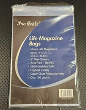 (100) Pro-Safe Life Magazine Bags Or Program Storage Sleeves 11 1/8" x 15 1/8"