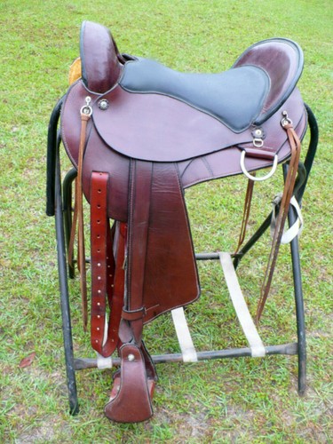 Selle Western Endurance 16 Pouces - Eco-cuir Couleur Buffle, Marron Foncé