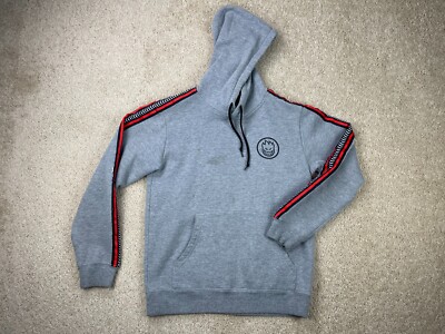 Spitfire The End Pullover Hoodie Sweatshirt Men's Small Stripe Logo Print Gray
