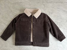The Little White Company Kids Charcoal Brown Fleece Lined Jacket Age 4-5 RRP£38
