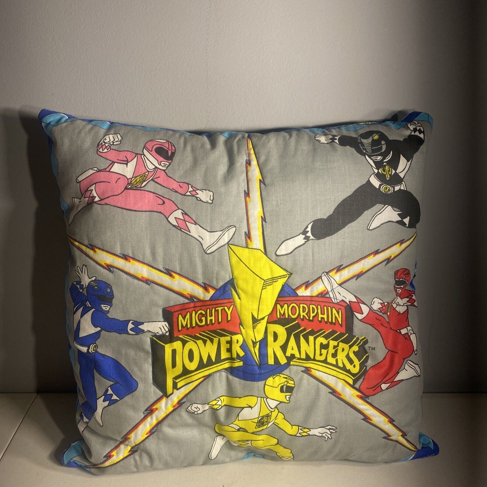 Vintage 1993 saban vintage Bed Throw Pillow Might Morphin Power Rangers