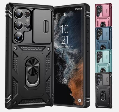 For Samsung Galaxy S25/S24+/S22 Ultra Shockproof Slim Hard Ring Stand Case Cover