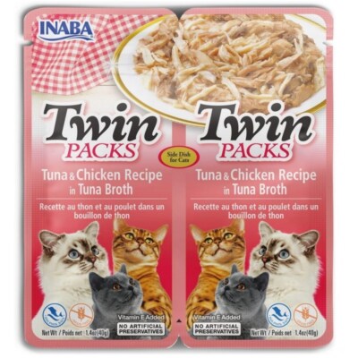 8859387701244 INABA CAT Twin Thunfisch mit Huhn in Brühe   Katzensnack   2x40g I