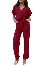 Womens Jumpsuits Summer Casual Deep V Neck Sh...