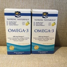 Nordic Naturals Lemon Omega-3 690mg 60 Soft Gels Exp 2/2025 - 2 Bottles