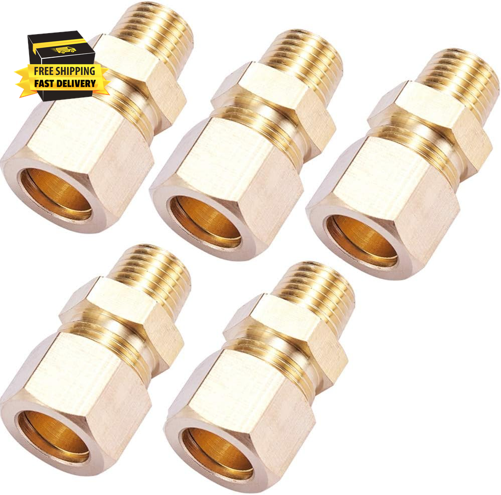 Brass Compression Tube Pipe Fitting Connector, Straight Coupling