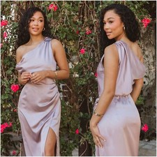 SHOW ME YOUR MUMU Jodie Dress In Dusty Purple Luxe Satin